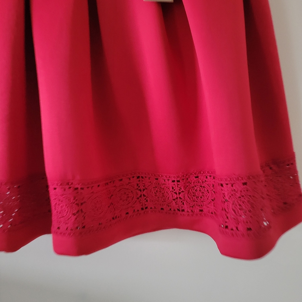 Blue Rain Francescas Red Scallop Hem Lace Trim Red Skirt New - Picture 4 of 11